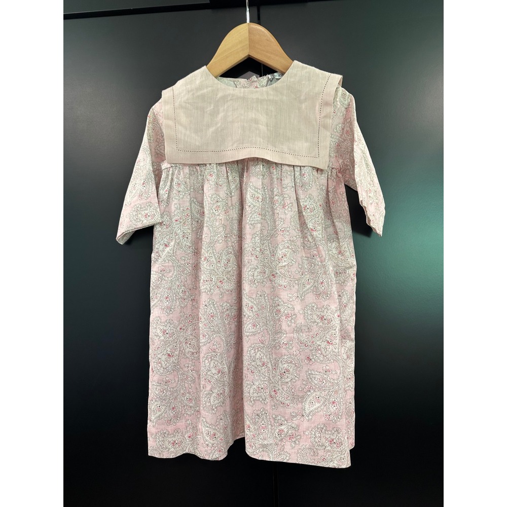 Jesurum NWT Frida Pink Paisley Cotton Linen Dress Made in Italy Girls Size 4y